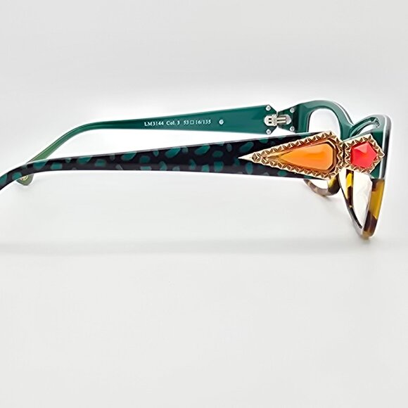 La Matta LM3144 Col. 3 Green Tortoise Eyeglasses Frame w/ Case Italy 53-16-135 - Picture 6 of 16